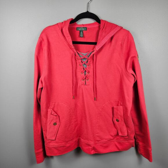Lauren Ralph Lauren Tops - Lauren Ralph Lauren Lace Up Hoodie XL Red Nautical Crest Cotton Sweatshirt